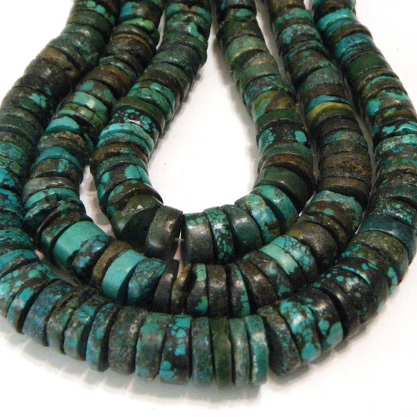 HUMONGUS real turquoise heishes full strand