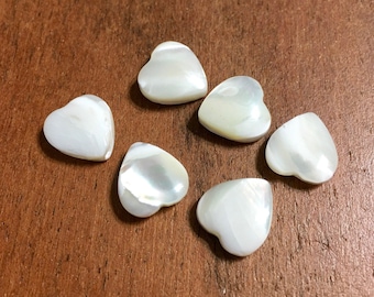 REAL Mother of pearl Heart shaped Beads STRAIGHT top to bottom drilled pack of 4