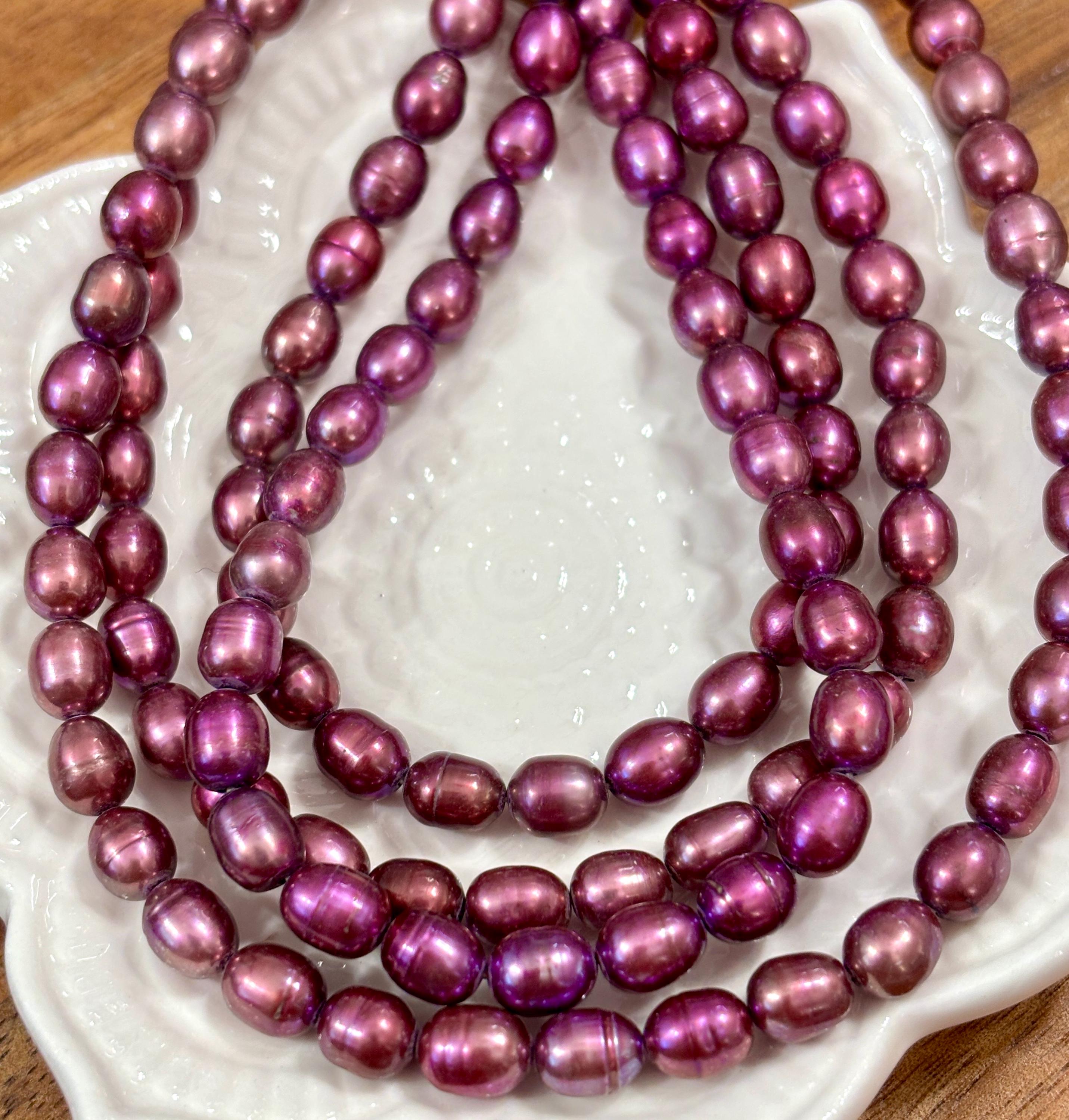 Fresh Water Rice Pearls Orchid Purple Color 5mm Full 16