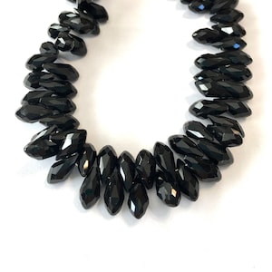 Jet Black Faceted Small Crystal drop briolettes top drilled 5.5mm x 12mm