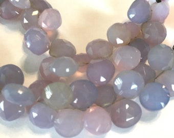 French Lavender faceted heart chalcedony briolettes