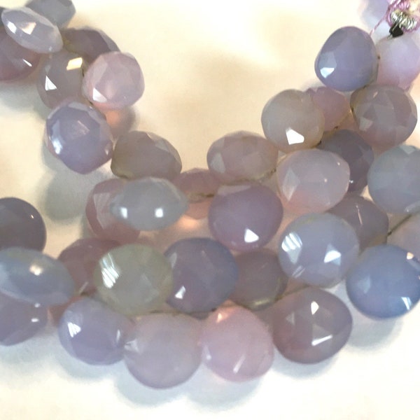 French Lavender faceted heart chalcedony briolettes