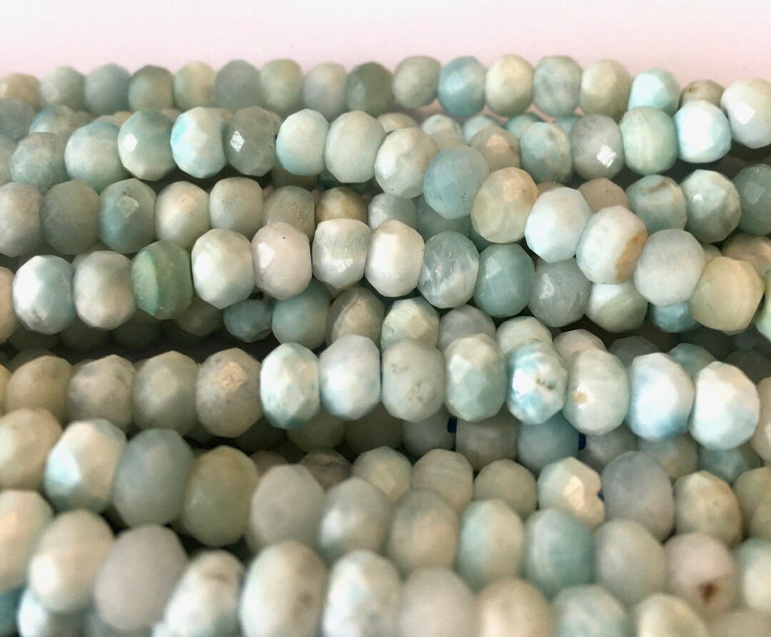 Natural Dominican Larimar Gemstone Faceted Rondelles Whole or Half ...