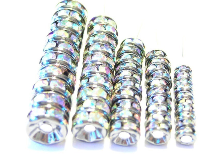 50 pieces black nickel AB crystals 10 each size 4mm 5mm 6mm 7mm 8mm image 4