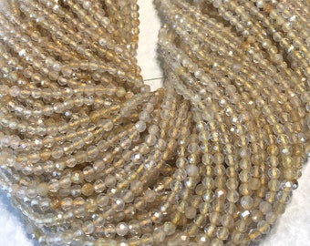 Golden rutilated quartz faceted round beads excellent quality whole or half strand