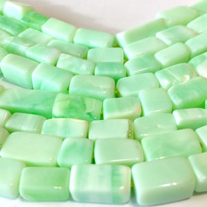 Peruvian Green opal rectangle beads one whole 14 inch strand