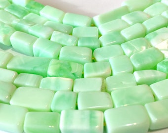 Peruvian Green opal rectangle beads one whole 14 inch strand