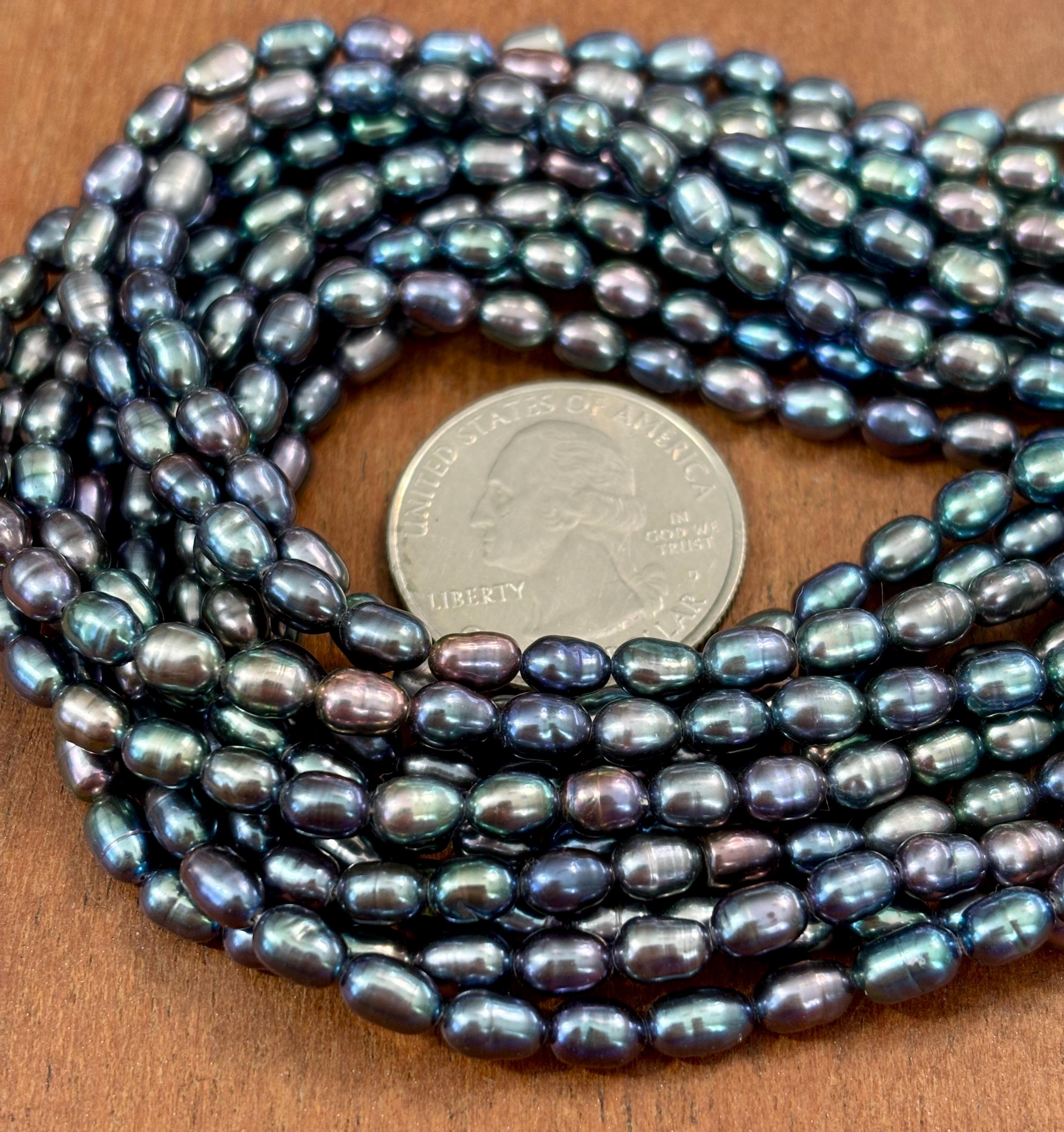 Fresh Water Rice Pearls Tiny Lovely Peacock Color WHOLE Strand - Etsy