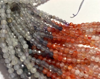 Mixed gemstone faceted round beads full strand carnelian tanzanite blend