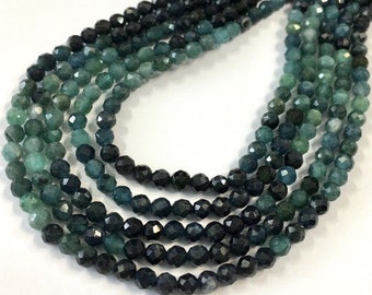 Blue tourmaline faceted rounds EXCELLENT QUALITY whole or half strand 2-1/2mm