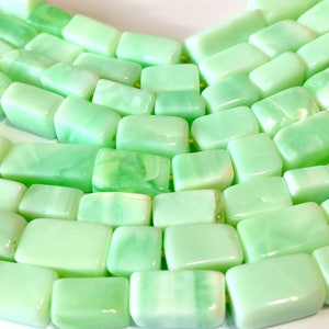 Peruvian Green opal rectangle beads one whole 14 inch strand image 3