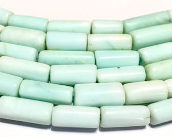 Peruvian blue opal tube shaped beads