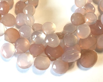 Rose De France faceted heart chalcedony briolettes