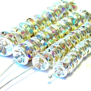 40 pcs QUALITY crystal AB rondells 5 6 7 8mm