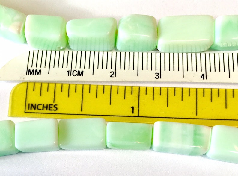 Peruvian Green opal rectangle beads one whole 14 inch strand image 4