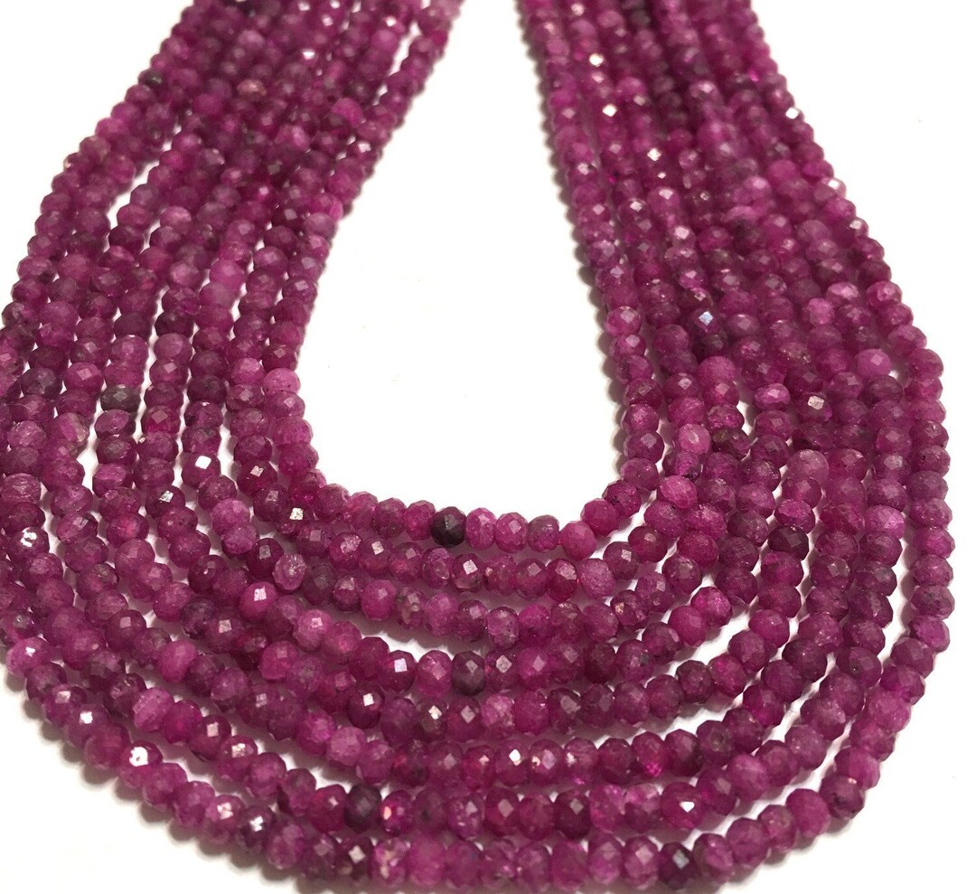 Ruby's Natural Natural Ruby Genuine Gemstone Ruby Faceted Tiny Rondelles Whole or Half ...