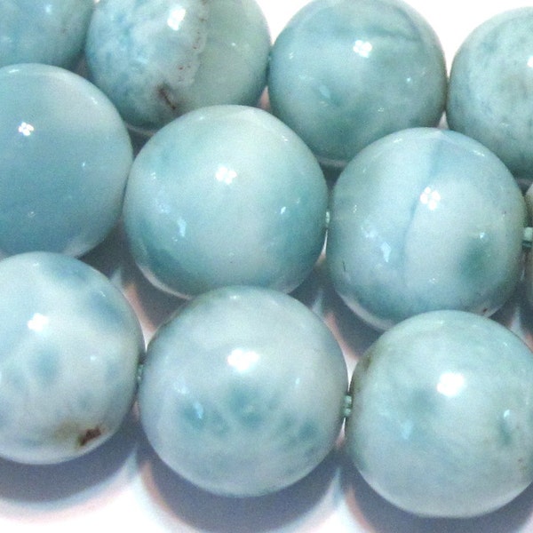 Dominican Larimar 10mm round beads 1 pair