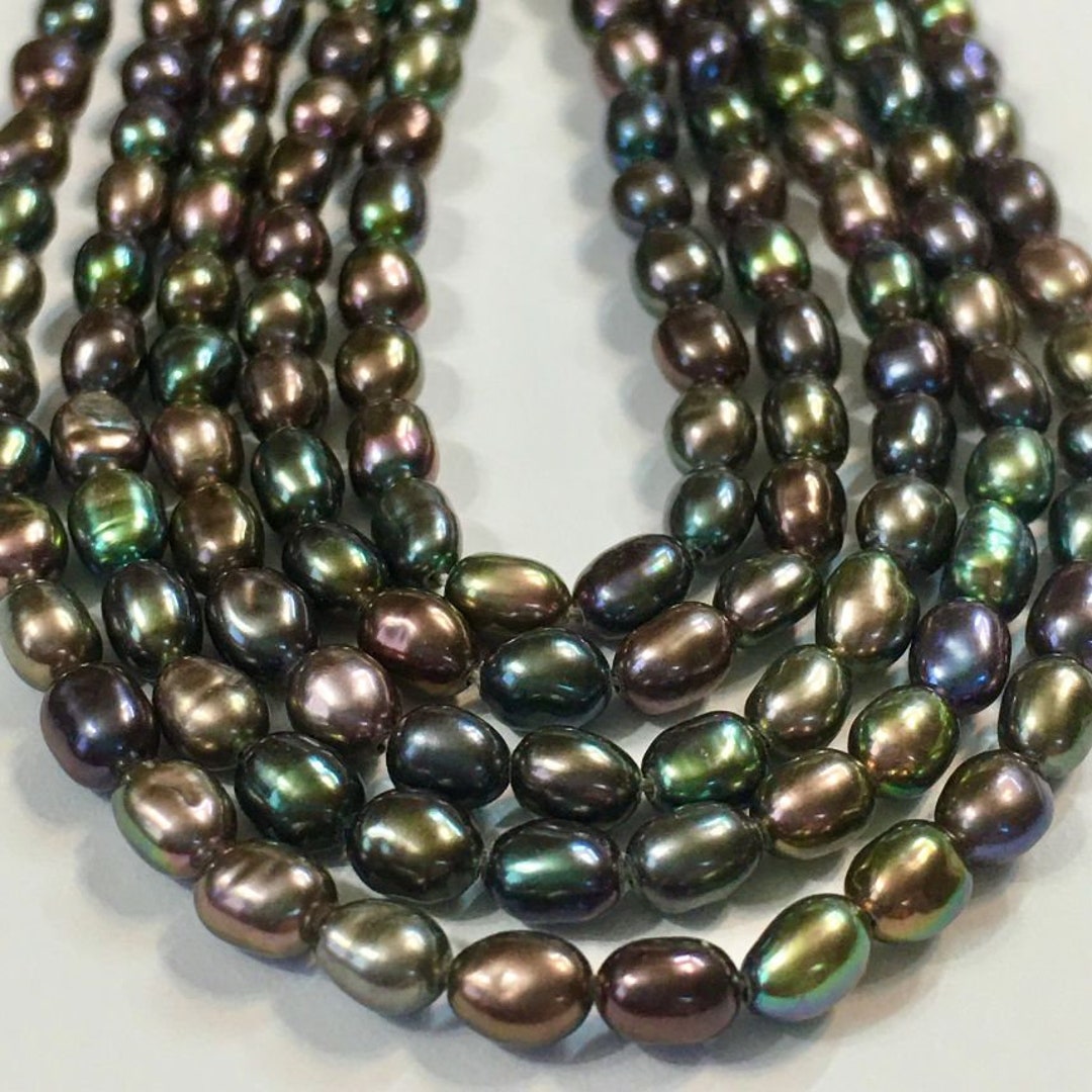 Fresh Water Rice Pearls Tiny Lovely Peacock Color WHOLE Strand - Etsy