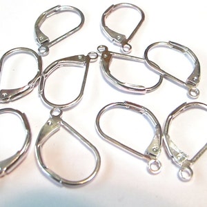 10 silver plated leverback earwires 5 pair