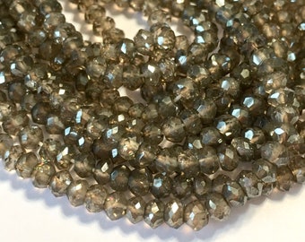 Mystic quartz faceted rondelles Smoky olive color half strand