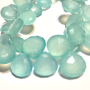 Sky blue faceted heart chalcedony briolettes
