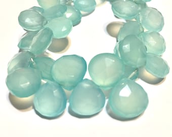 Sky blue faceted heart chalcedony briolettes