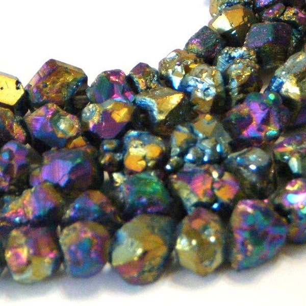 Druzy surface titanium coated medium size beads