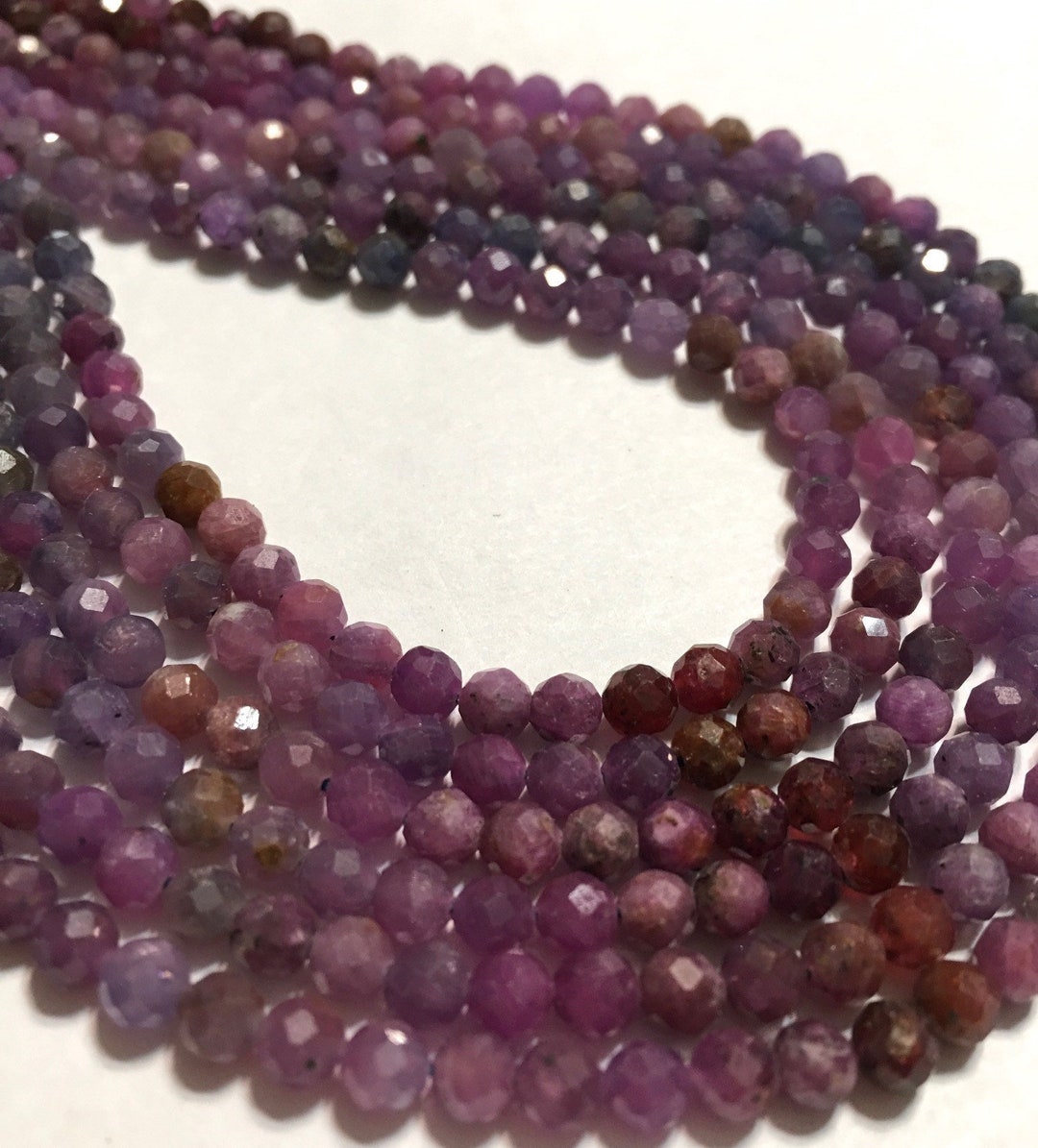 Natural Purple Ruby Color Mix Genuine Gemstone Faceted Round Beads ...