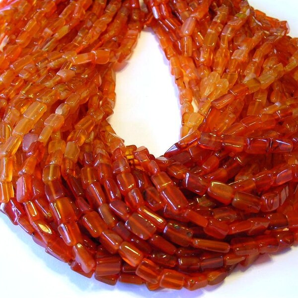 Carnelian shaded rectangular beads full 14" stand.