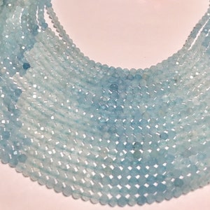 Shaded color Blue Aquamarine gemstone faceted rounds WHOLE or HALF STRAND Great stone Quality