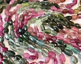 Watermelon tourmaline faceted petite tear drop beads whole strand please read entire description before ordering