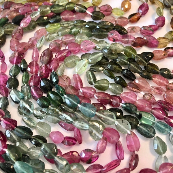 Watermelon tourmaline faceted petite tear drop beads whole strand please read entire description before ordering