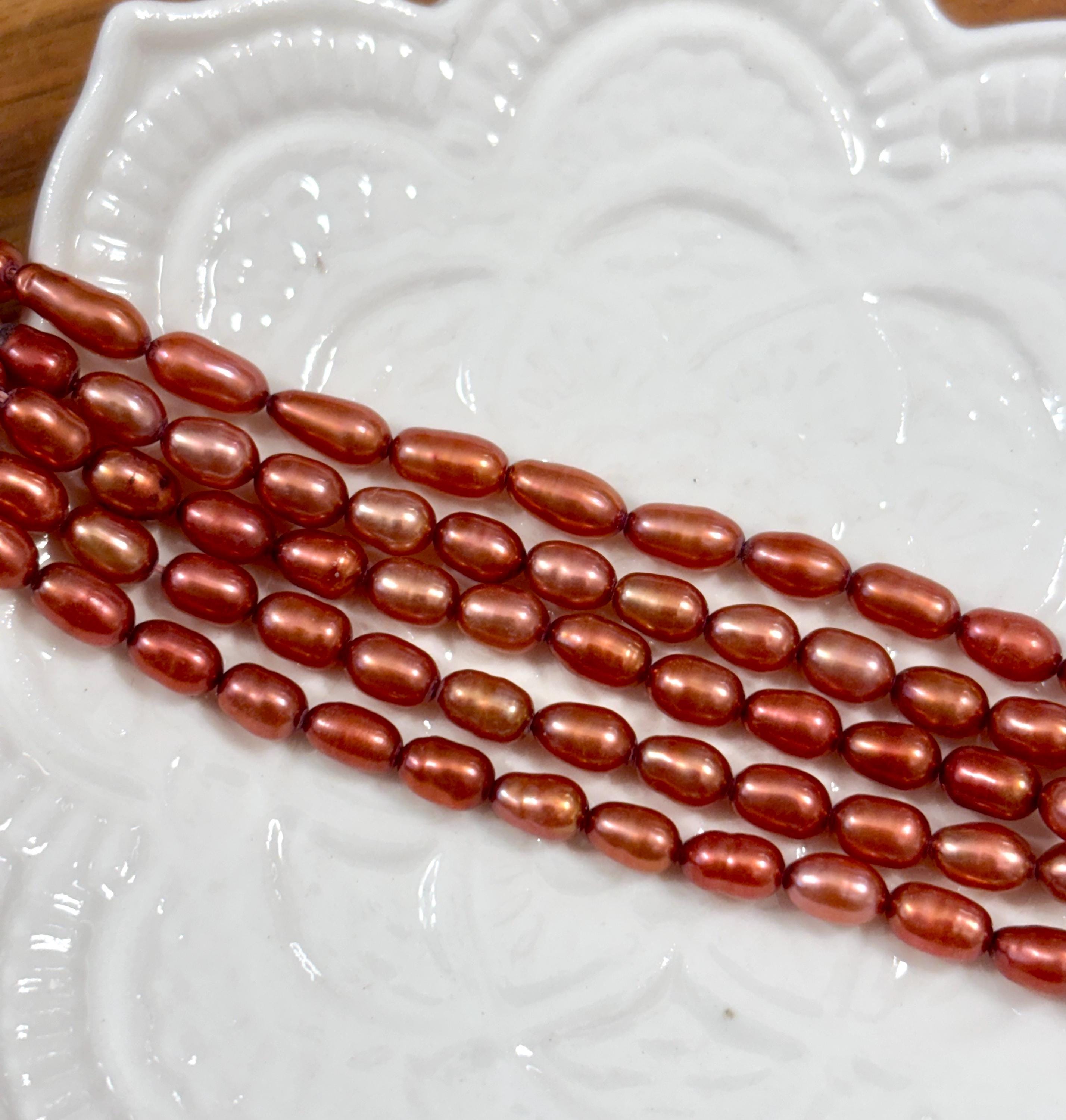 Fresh Water Rice Pearls Sienna Color 5mm Full 16