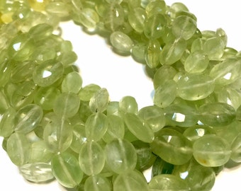 Prehnite shaded greens faceted ovals full strand