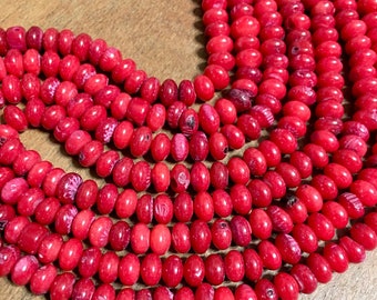 Red coral Rondelle beads whole strand 6mm