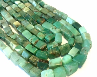 Chrysoprase rectangle beads full 14inch strand shaded green Australian chrysoprase