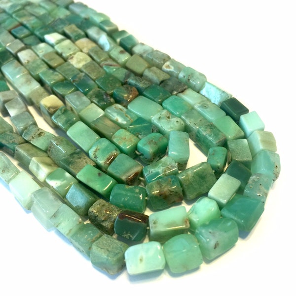 Chrysoprase rectangle beads full 14inch strand shaded green Australian chrysoprase