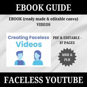 Peut inclure: Un guide de produit numérique pour créer des vidéos YouTube sans visage. Le guide est un ebook PDF de 87 pages prêt à l'emploi et modifiable. L'ebook est disponible pour les droits de revente et les droits de marque privée.