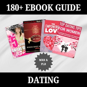 Puede incluir: Una colección de libros electrónicos sobre citas, que incluyen "5 pasos para el éxito en las citas en línea", "Presupuesto de boda fácil" y "El amor empoderado: Los mejores consejos de citas para mujeres".