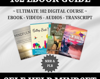 102 Self Help Mindset Ultimate Ebook Bundle, Coaching, Digital Course, MRR, PLR, Personal Growth & Motivation, Empowerment, Confidence Guide