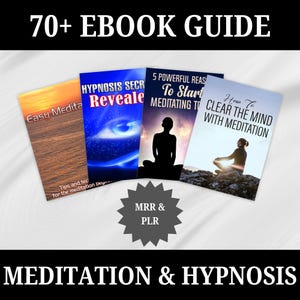 70+ meditatie en hypnose Ultieme e-boekenbundel, coaching, digitale cursus, MRR, PLR, ontspanningsgids, mindfulness, wellness, zelfzorgcadeau