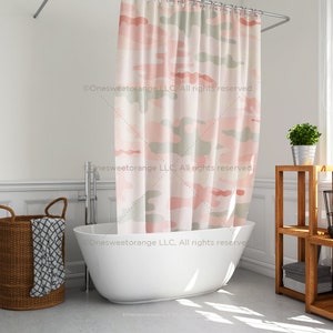 Shower Curtain Apricot Camo Bathroom Curtain Mat Set Shower Liner Bathroom Curtain Floor Mat Shower Curtain with Rings Waterproof Curtain