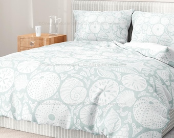 Duvet Cover Seashells Sage Bedding Home Decor Duvet Pillow Sham Set Bedroom Design Duvet Bedding Pillow Shams Cotton Duvet Cover