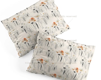 Pillow Shams Coral Watercress Pond Pillow Covers Cotton Pillow Cover Polyester Pillow Sham Set Geese Palm Pillow Shams