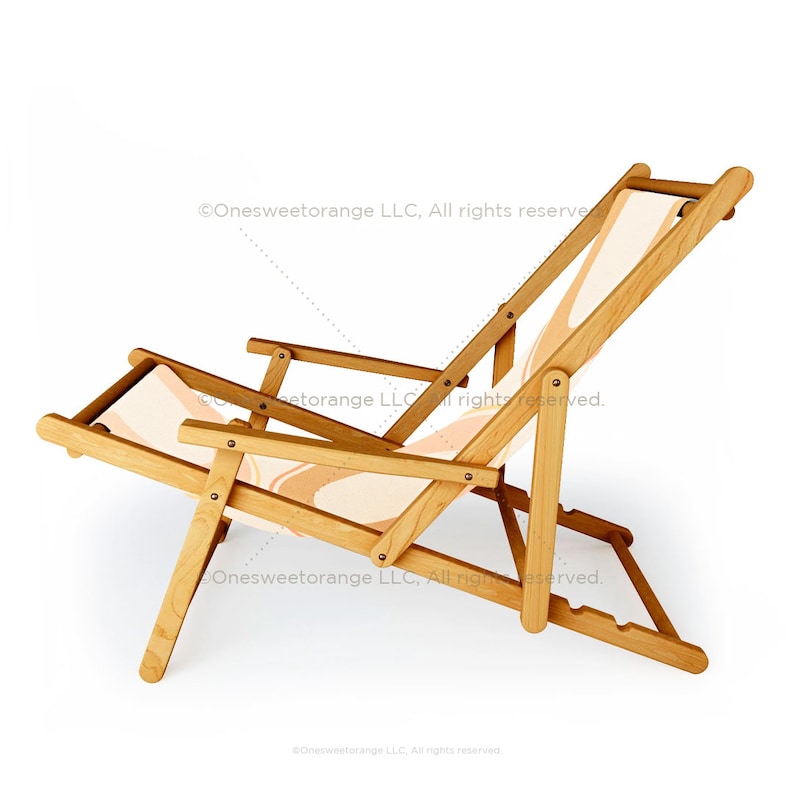 Sling Chair Coral Shapes Series VI Beach Chair Geese Palm Leaf Pattern