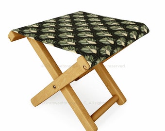 Folding Stool Palm Deep Green Patio Stool Seaside Folding Chair Beach Chair Patio Furniture Custom Folding Stool Garden Chair Lounge Stool