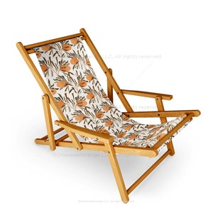 Sling Chair Banksia Brown Beach Chair Banksia Floral Pattern Recliner Patio Chair Folding Lounge Chair Light Seaside Sling Chair