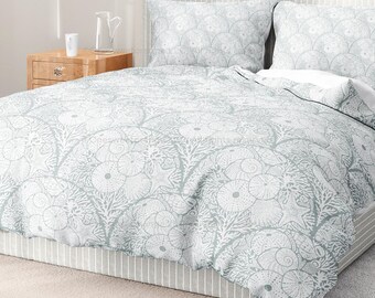 Duvet Cover Arched Corals White on Teal Bedding Home Decor Duvet Pillow Sham Set Bedroom Design Duvet Bedding Pillow Shams Cotton Duvet