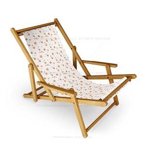 Sling Chair Daisy Meadow White Beach Chair Daisy Pattern Recliner Patio Chair Folding Lounge Chair Light Seaside Daisy Sling Chair