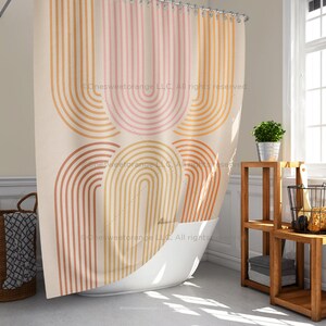 Shower Curtain Rainbow Arches I Bathroom Curtain Mat Set Shower Liner Bathroom Curtain Set Floor Mat Shower Curtain w Rings Waterproof Liner